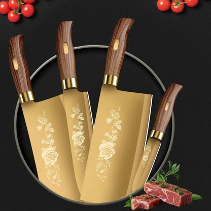 Luxury Gold Kitchen Knife Set - 4-Piece Stainless Steel Blades - Loft&Timber
