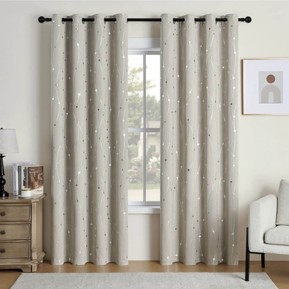Pack Of 2 Sliver Print Blackout Curtains - Loft&Timber