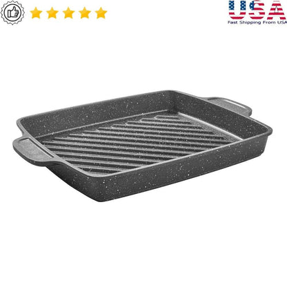 12 Inch Square Non-Slip Handle Cast Aluminum Steak Pan Non-Stick Coating - Loft&Timber