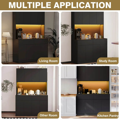 71'' Tall Kitchen Pantry with LED Lights - Loft&Timber