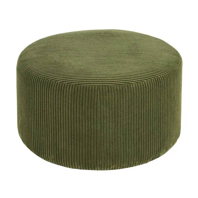 Round Upholstered Storage Ottoman with Memory Foam - Loft&Timber