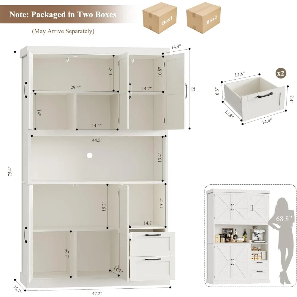 76" Tall Kitchen Pantry Storage Cabinet - Loft&Timber