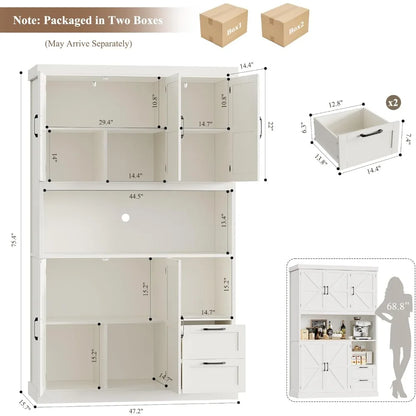 76" Tall Kitchen Pantry Storage Cabinet - Loft&Timber
