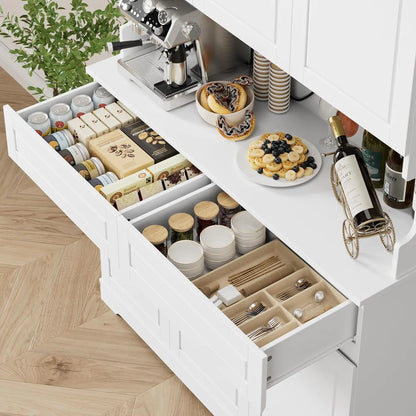 74" Pantry Cabinet, Tall Pantry with 6 Doors and 2 Drawers - Loft&Timber