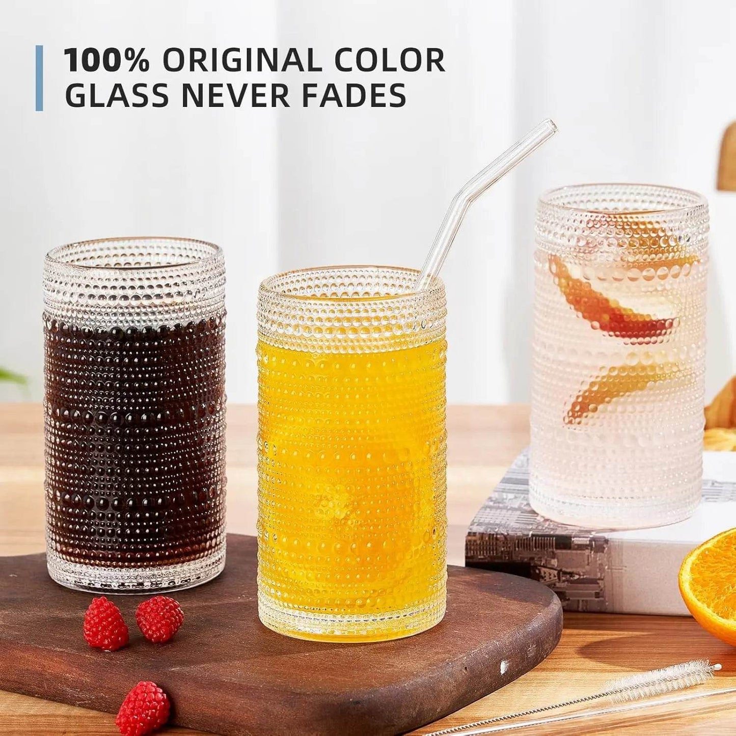 16oz Hobnail Drinking Glasses Set of 6 - Loft&Timber