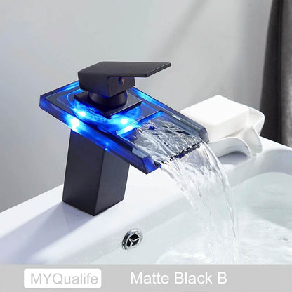 Luxury LED Color Changing Waterfall Basin Sink Faucet - Loft&Timber