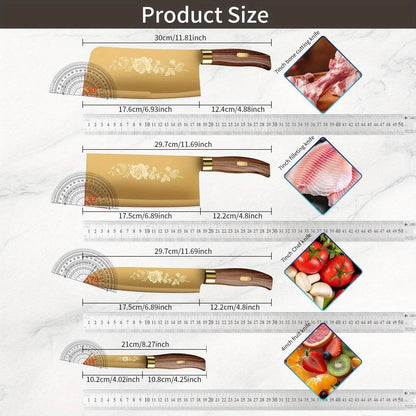 Luxury Gold Kitchen Knife Set - 4-Piece Stainless Steel Blades - Loft&Timber