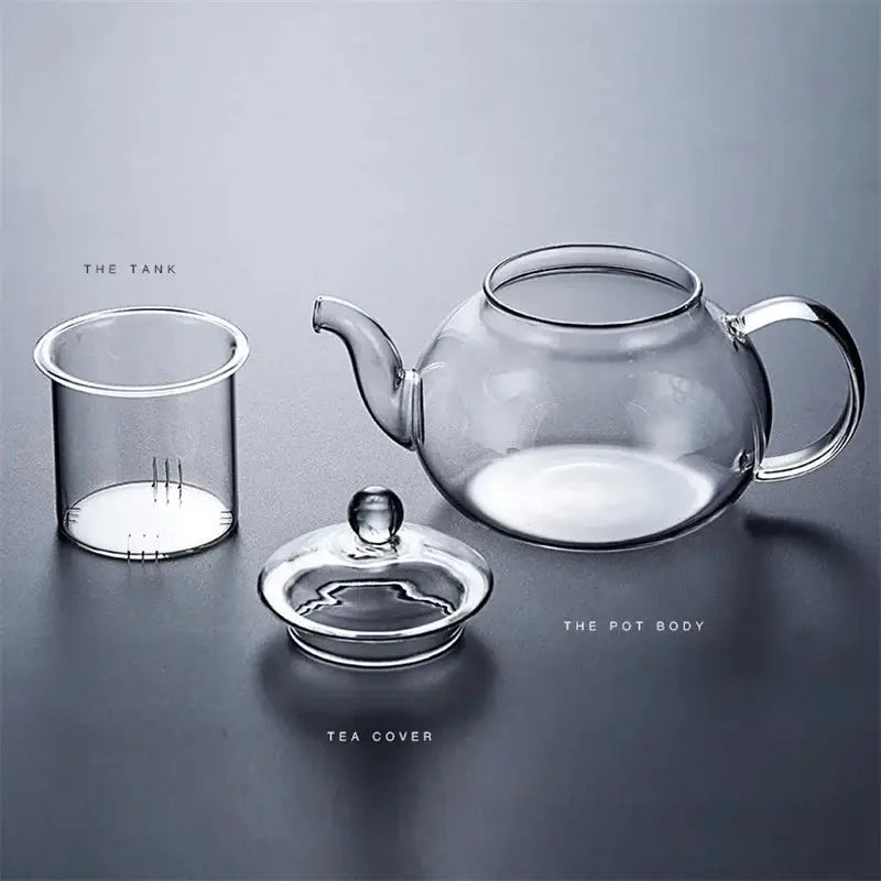 High Borosilicate Glass Flower Teapot Set: Heat-Resistant, Filterable, 400ml/1000ml" - Loft&Timber