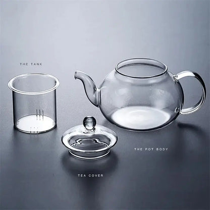 High Borosilicate Glass Flower Teapot Set: Heat-Resistant, Filterable, 400ml/1000ml" - Loft&Timber