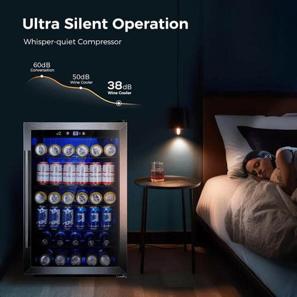 4.5 Cu.ft Beverage Refrigerator and Cooler, 145 Can Mini Fridge Glass Door,Digital Temperature Display - Loft&Timber