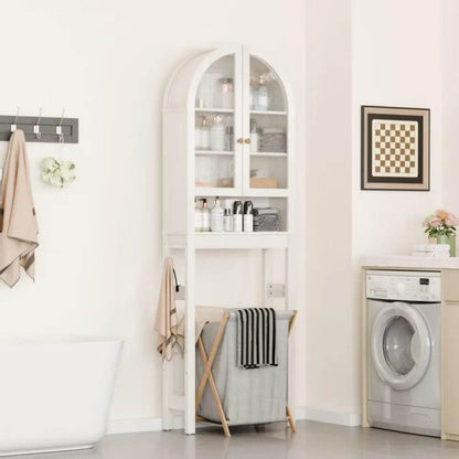 Contemporary 23.7 inch wide storage cabinet with acrylic doors over toilet - Loft&Timber