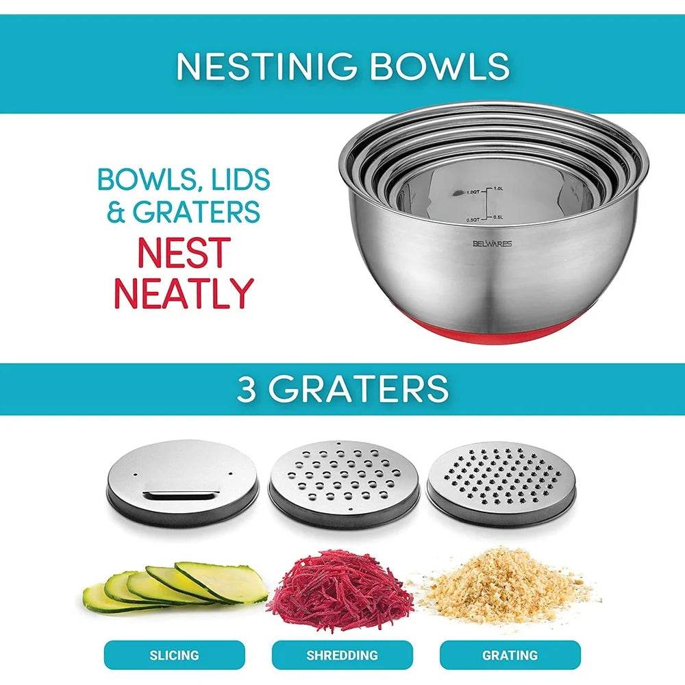 5-Piece Stainless Steel Mixing Bowls Set - Loft&Timber