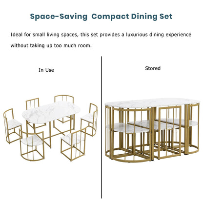 TOPMAX Modern 7-Piece Dining Table Set - Loft&Timber