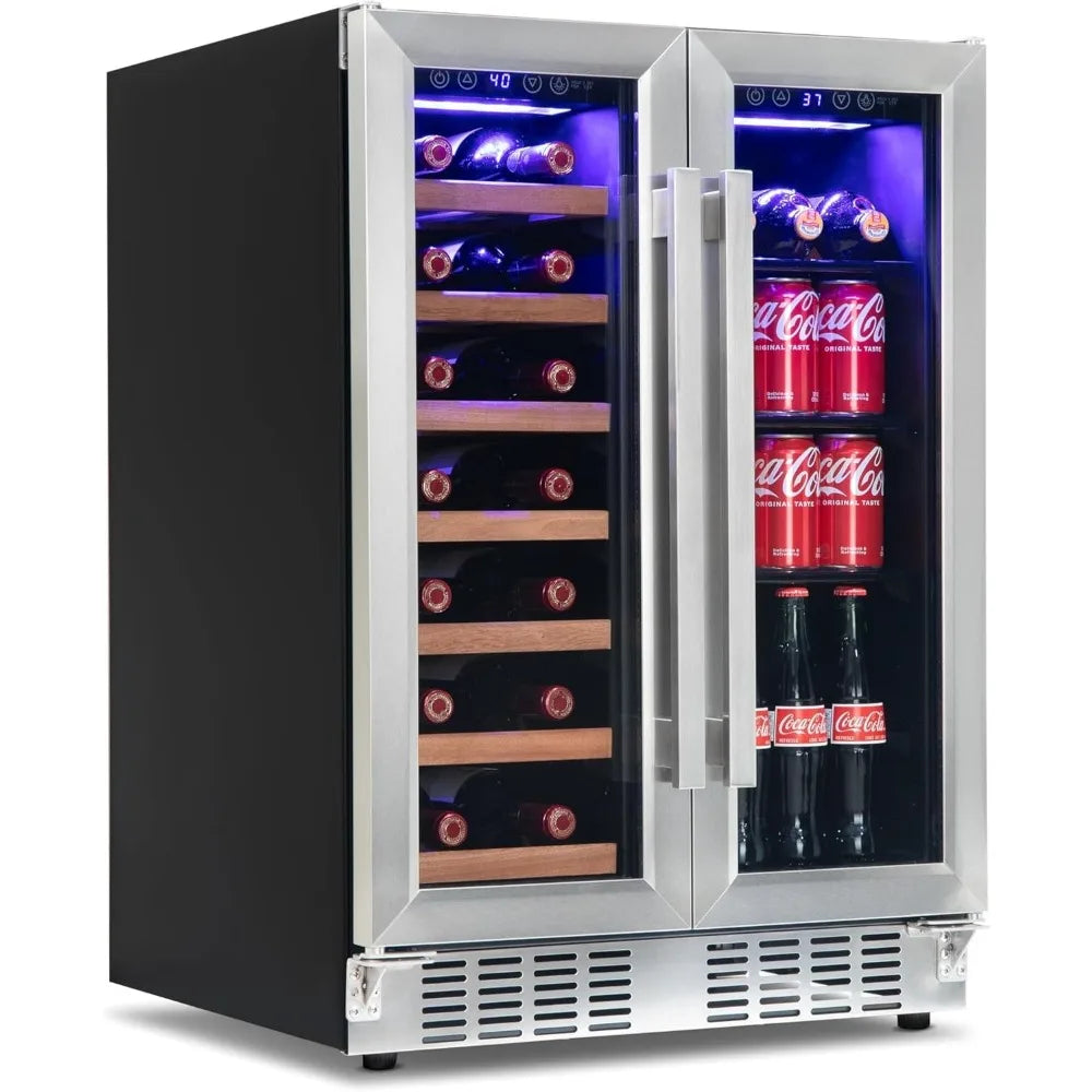 24" Dual Zone Wine and Beverage Refrigerator, 20 Bottle & 78 Can