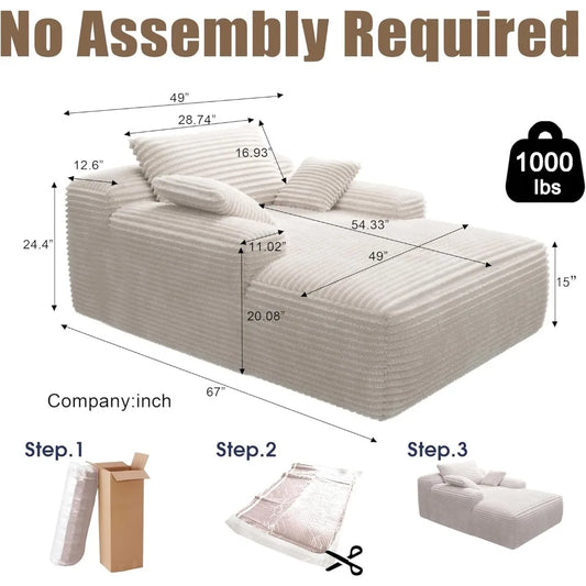 67" Oversized Chaise Lounge Reading Chair - Loft&Timber