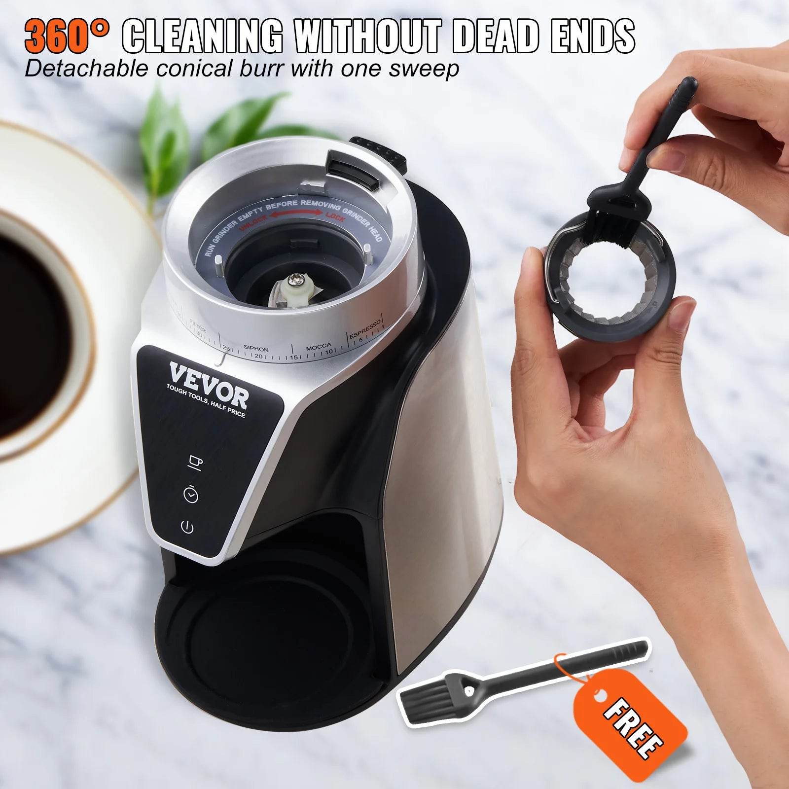 VEVOR 40MM Conical Burr Coffe Bean Electric Grinder - Loft&Timber