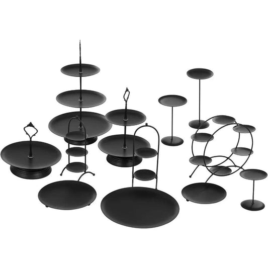 12 Pcs White/Black Cake Stand Set - Loft&Timber