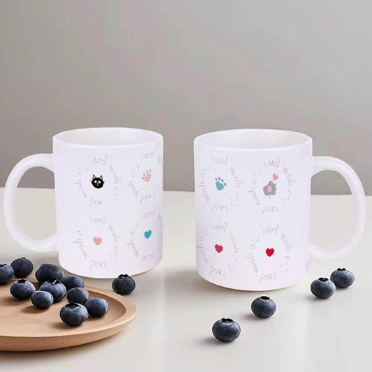 Stickers With A Cat And Paw Prints Cute Mugs, 330ml - Loft&Timber