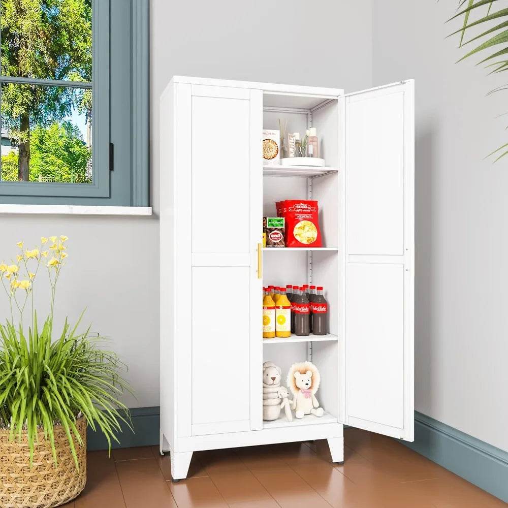 Metal Pantry Cabinet with 2 Door and 3 Adjustable Shelves - Loft&Timber