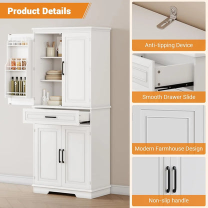 72" Large Pantry with Drawers - Loft&Timber