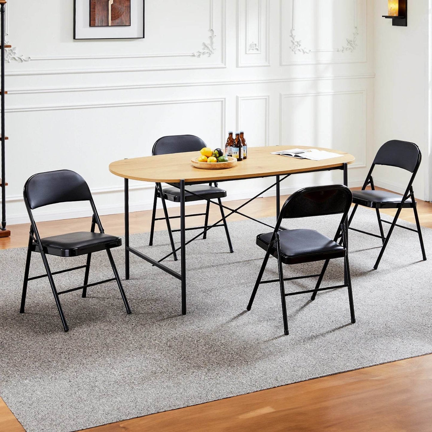 JHK Leather Padded Folding Chair 4 Pack - Loft&Timber