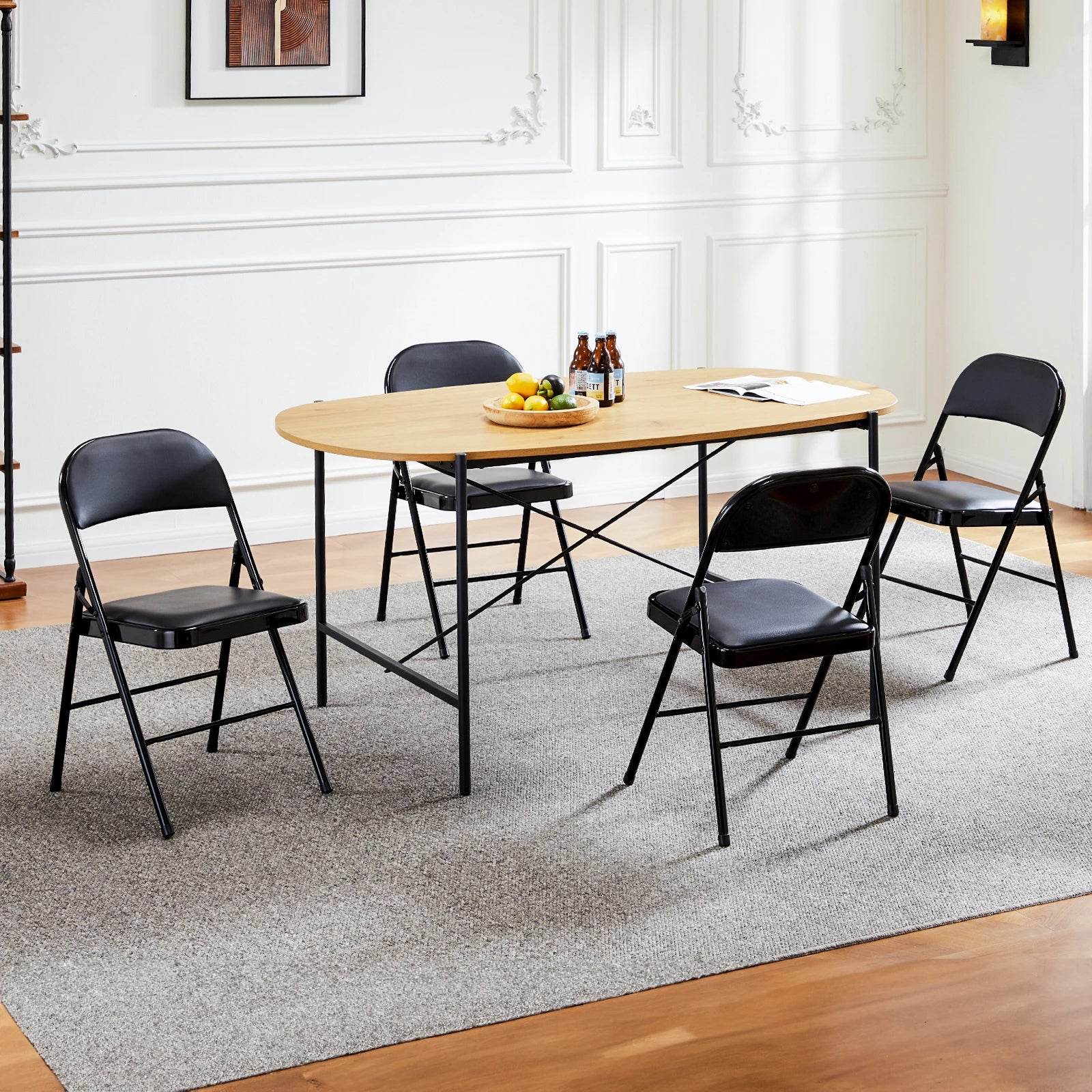 JHK Leather Padded Folding Chair 4 Pack - Loft&Timber