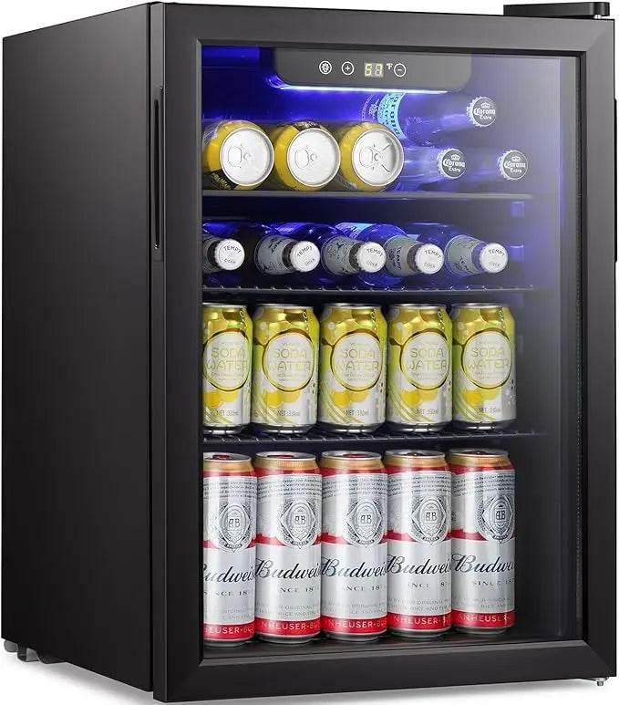 Beverage Refrigerator Cooler-85 Can Mini Fridge Glass Door - Loft&Timber