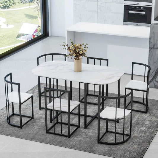 TOPMAX Modern 7-Piece Dining Table Set - Loft&Timber