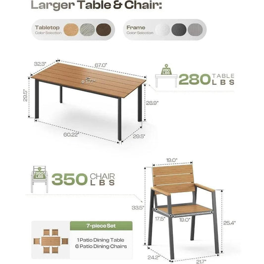 Outdoor Patio Dining Table Sets 7 Piece - Loft&Timber