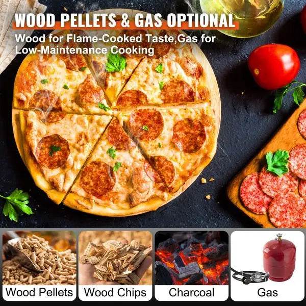 VEVOR Multi-fuel Outdoor Pizza Oven, 12 inch Wood Fired & Gas Pizza Maker - Loft&Timber