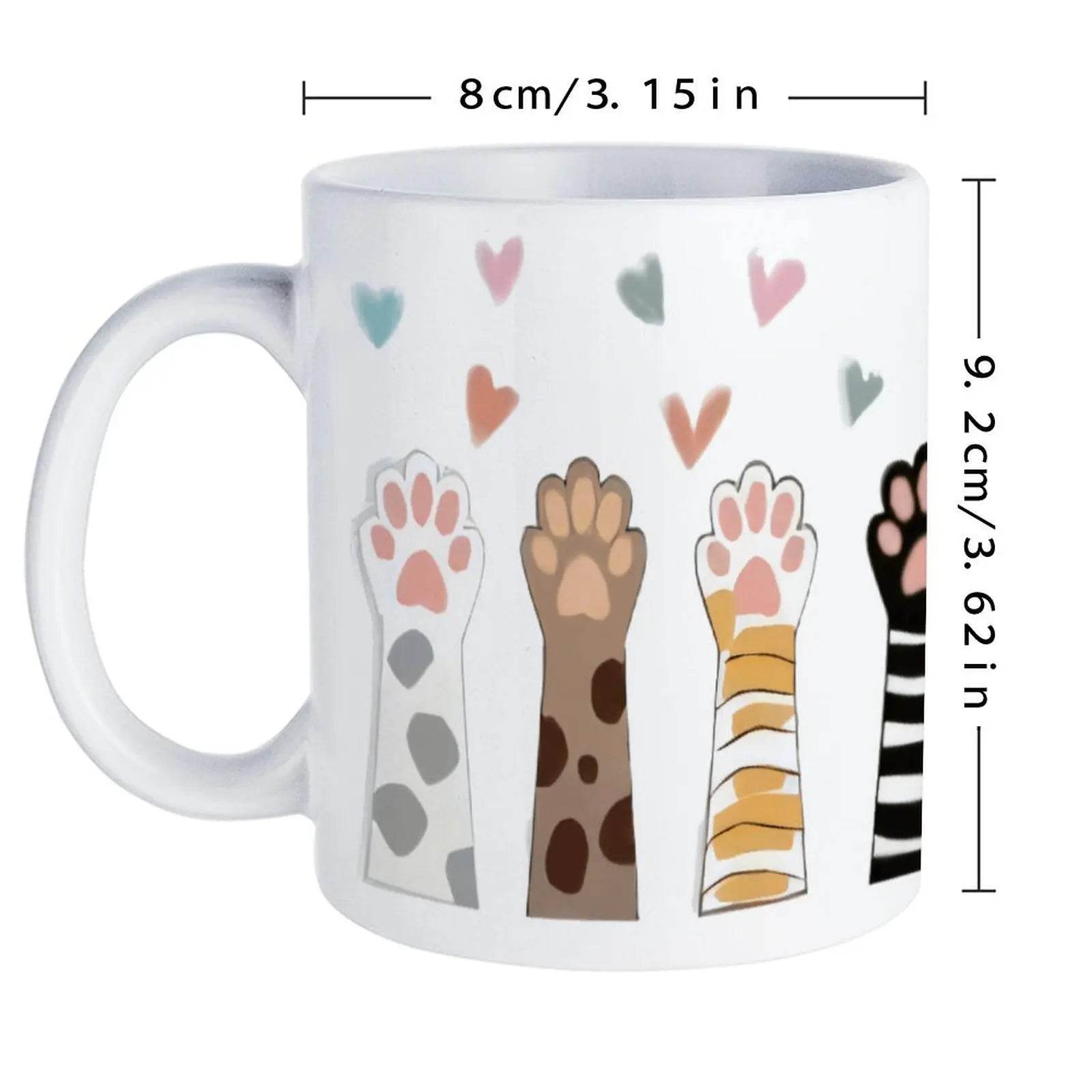 Four Paw Prints With Hearts In The Background Coffee Cup, 330ml Mug - Loft&Timber