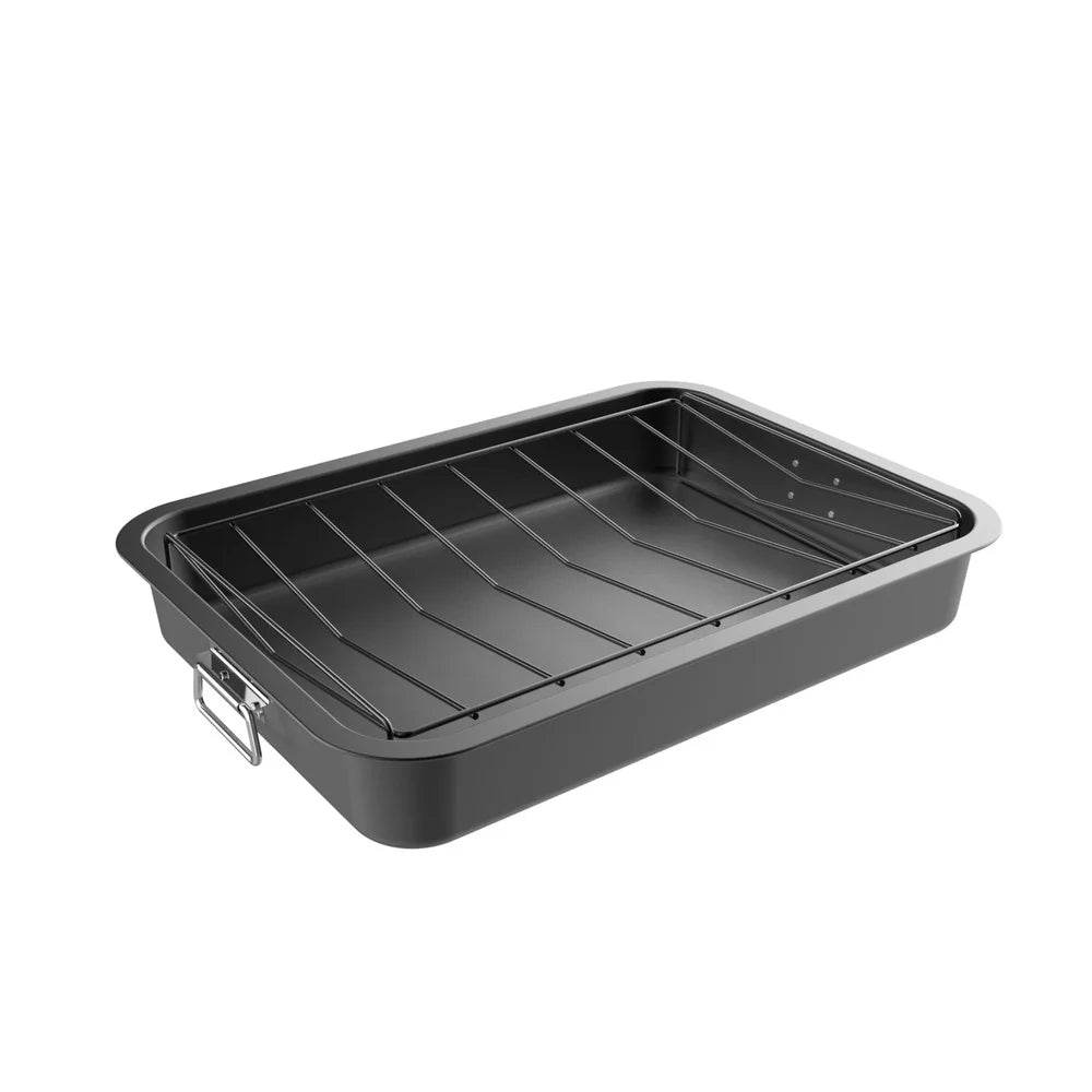 Heavy Duty Carbon Steel Roasting Pan with Removable Angled Rack - Loft&Timber
