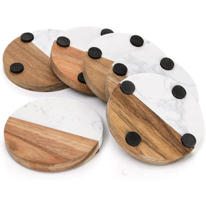 6 Packs Marble Wood Coasters - Loft&Timber