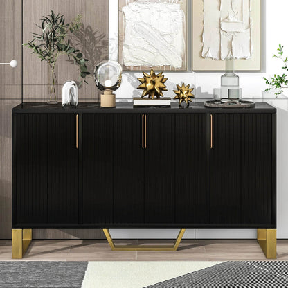 Modern sideboard with Four Doors; Metal handles & Legs - Loft&Timber