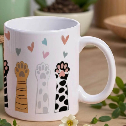 Four Paw Prints With Hearts In The Background Coffee Cup, 330ml Mug - Loft&Timber