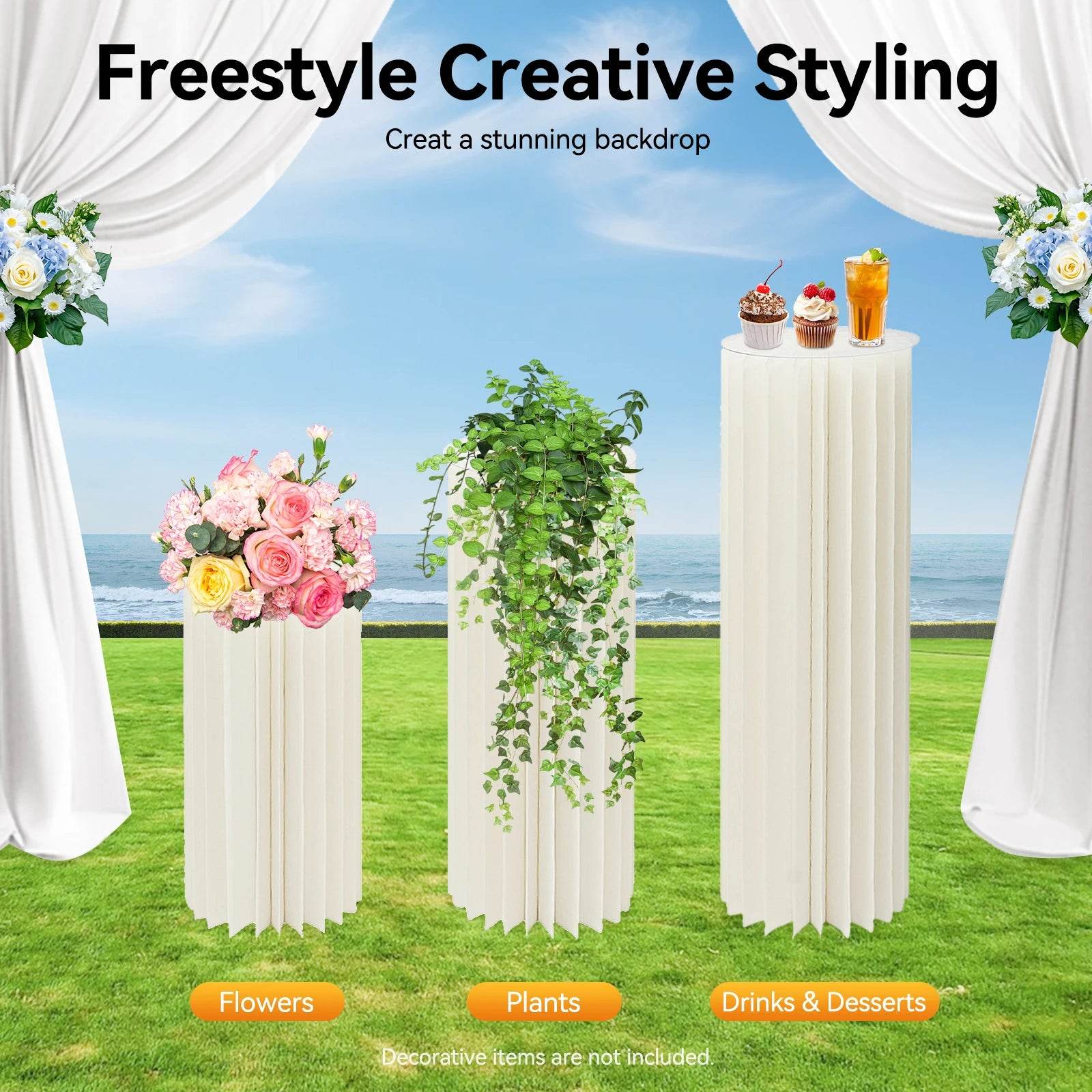 3-Tier Cardboard Centerpiece Stands, 60cm 80cm 100cm - Loft&Timber