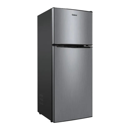 Kitchen Helper Galanz 4.6. Cu ft Two Door Mini Refrigerator with Freezer, Stainless Steel, Width 19.13"