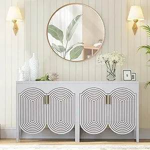 Fluted Sideboard Cabinet with Storage with Adjustable Shelves - Loft&Timber