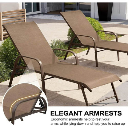 Chaise Lounge Chair Outdoor with Armrests, Set of 2 - Loft&Timber
