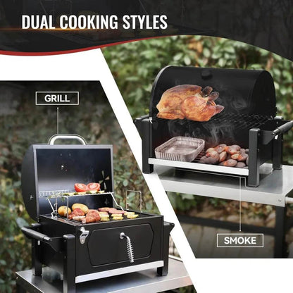Portable Charcoal Grill with Warming Rack and 303 Sq. In. Cooking Space for Outdoor Use - Loft&Timber