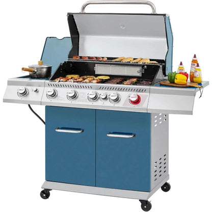 5-Burner Propane Gas Grill with Side and Rear Burners