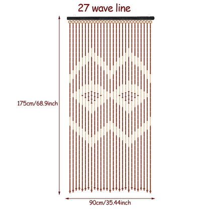 90x175cm 27 Lines Door Curtain Wooden Bead Curtain with Jagged Pattern - Loft&Timber