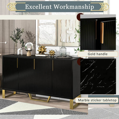 Modern sideboard with Four Doors; Metal handles & Legs - Loft&Timber