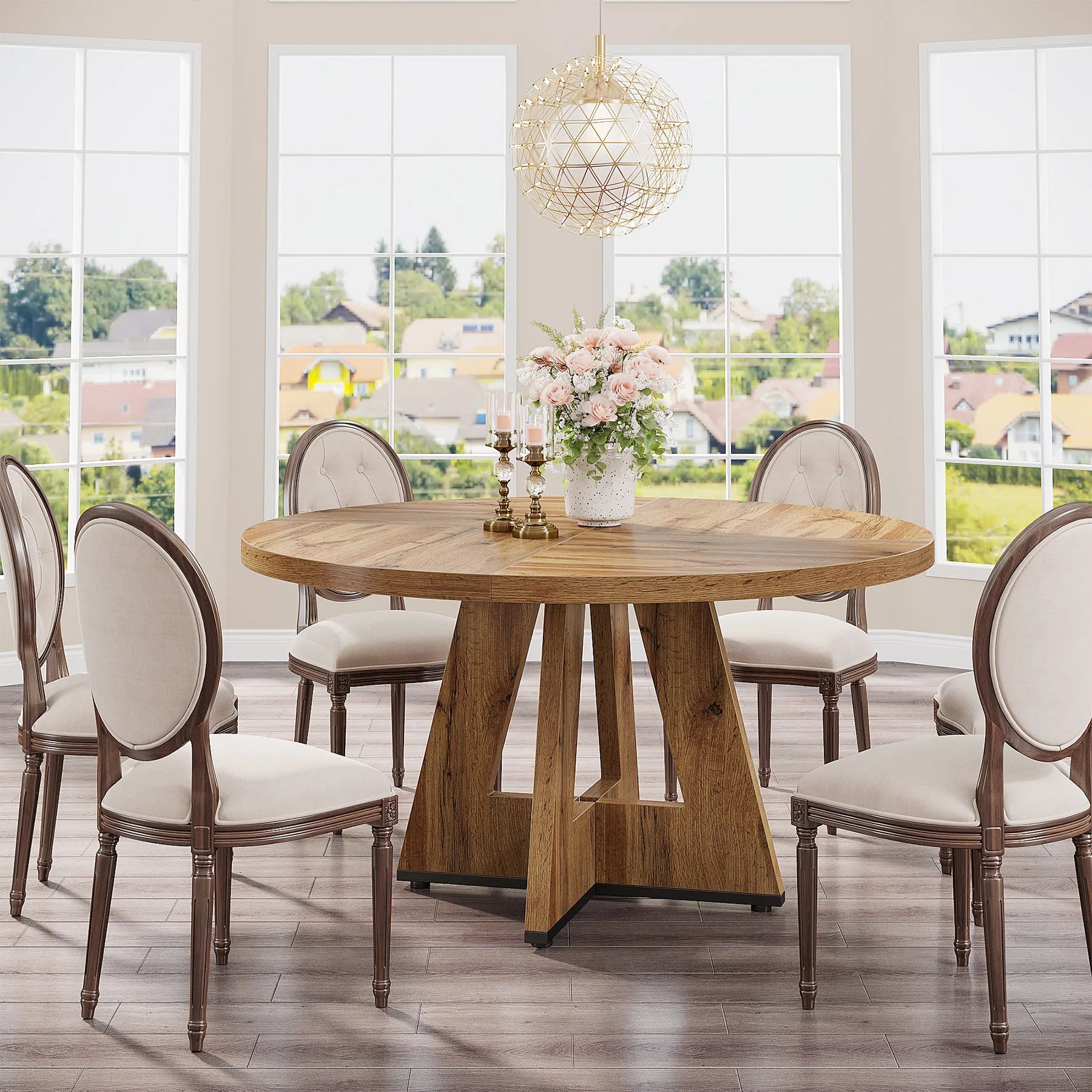Tribesigns Round Dining Table for 4, 47" - Loft&Timber