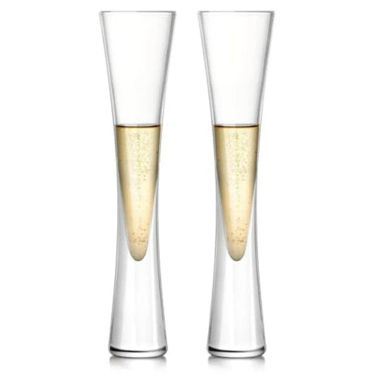 Hand Blown Clear Crystal Champagne Flute Glasses