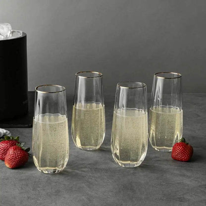 4-Piece Scalloped Stemless Flute Sets - Loft&Timber