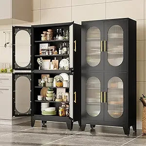 73" H Metal Tall Arched Pantry Cabinet - Loft&Timber