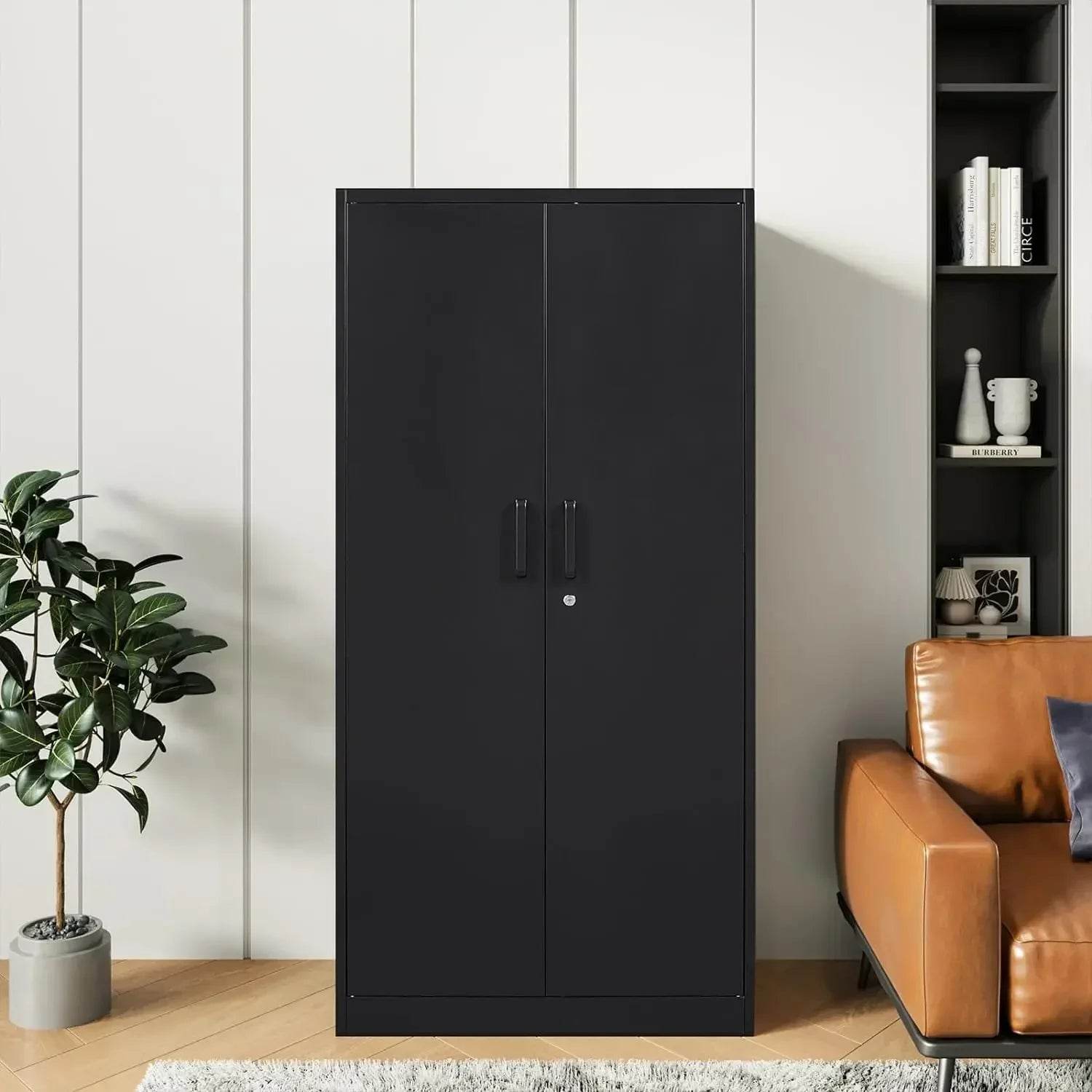 Garage Storage Cabinet with 2 Lockable Doors, 5 Adjustable Shelves - Loft&Timber