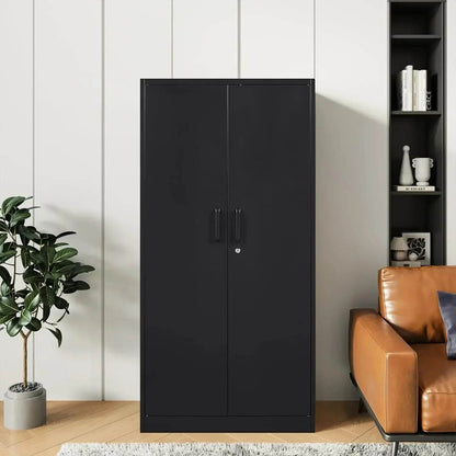 Garage Storage Cabinet with 2 Lockable Doors, 5 Adjustable Shelves - Loft&Timber