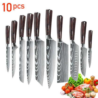 5/8pcs/10pcs Kitchen Knives Japanese Stainless Steel - Loft&Timber